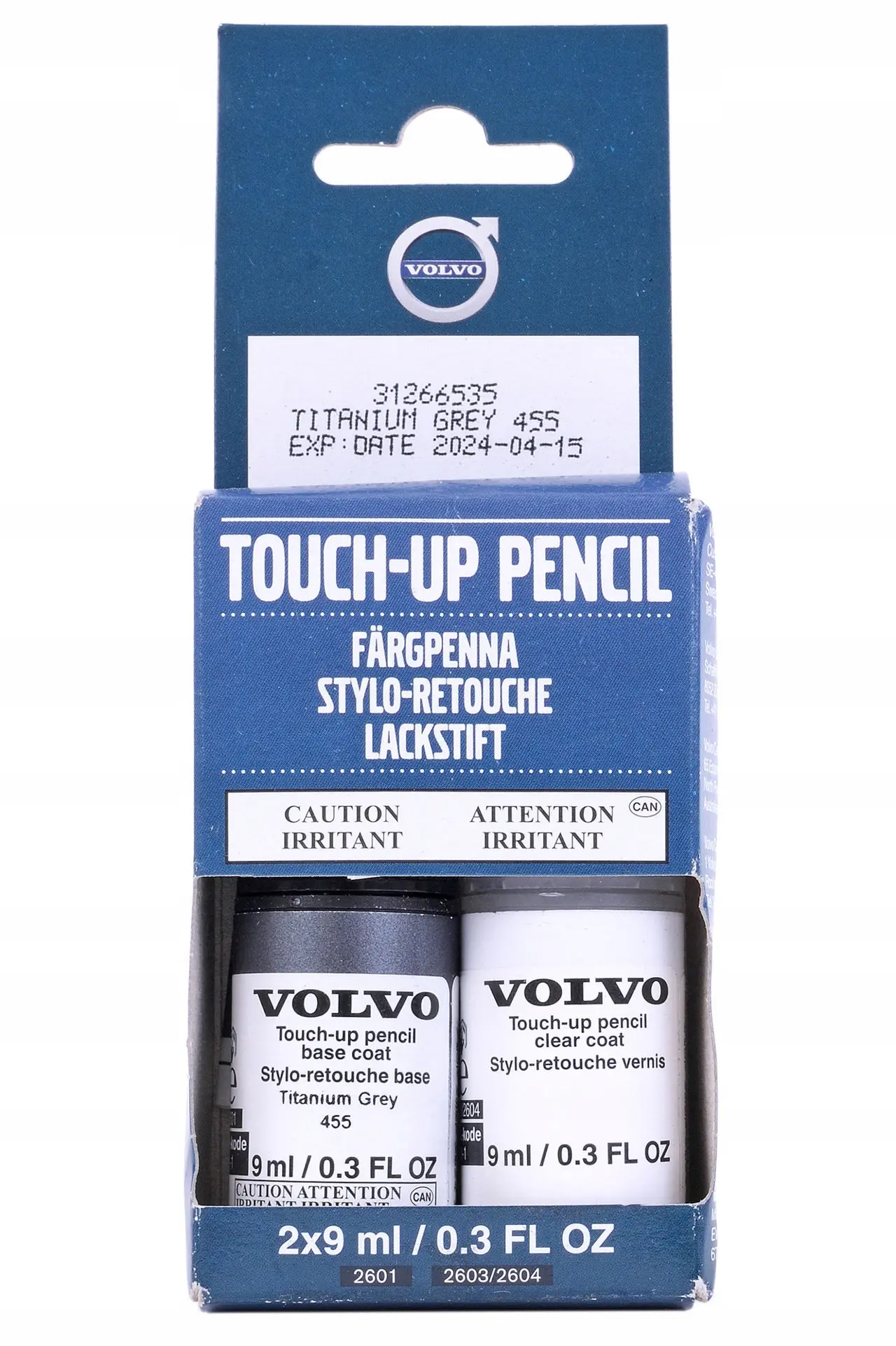 Lakkstift kit 2-komponent Volvo Touch Up Titanium Grey │ Lakk kode 455