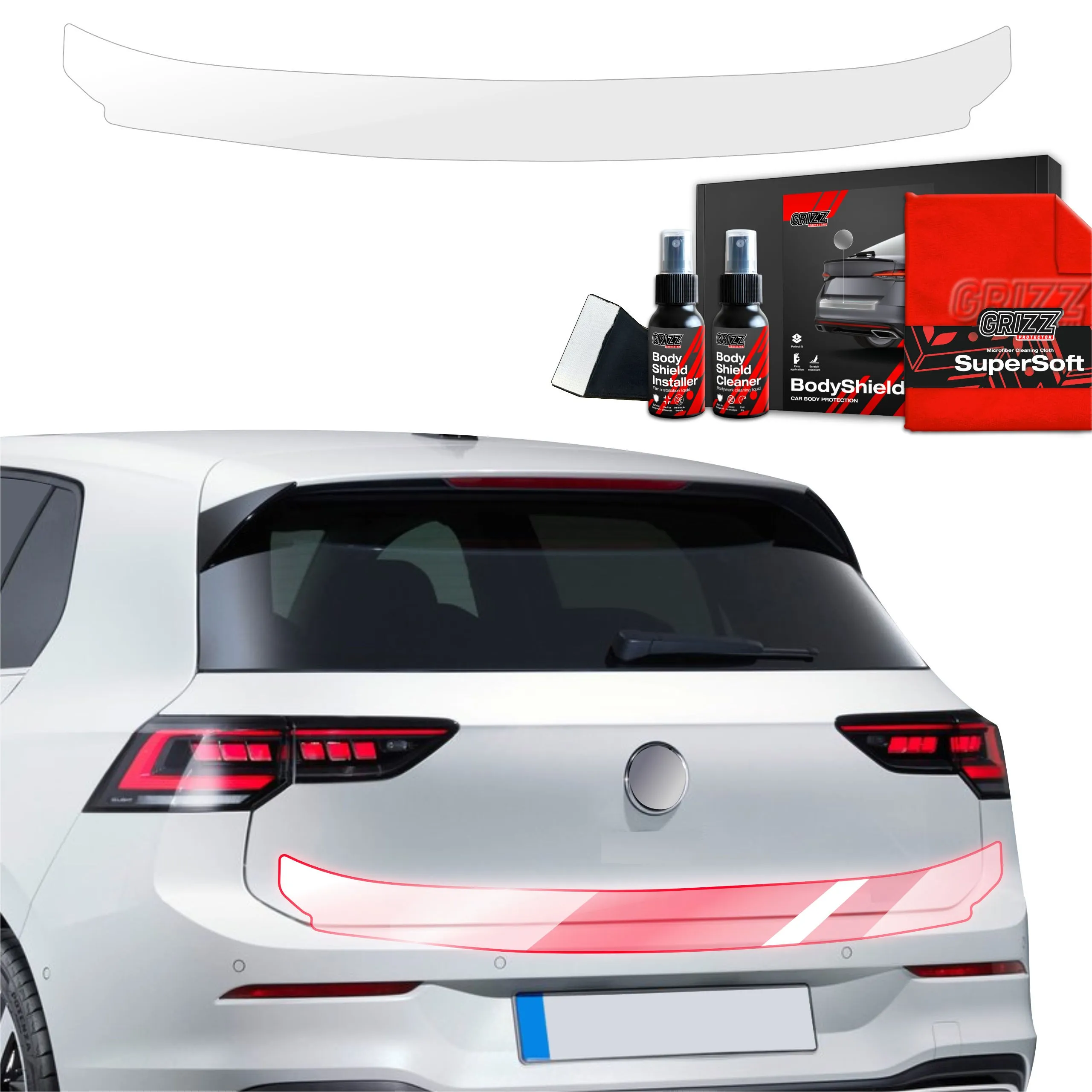 Lastekantbeskytter Volkswagen Golf MK8 Hatchback 2024 - 2026 │ PPF beskyttelsesfolie Gjennomsiktig Grizz BodyShield