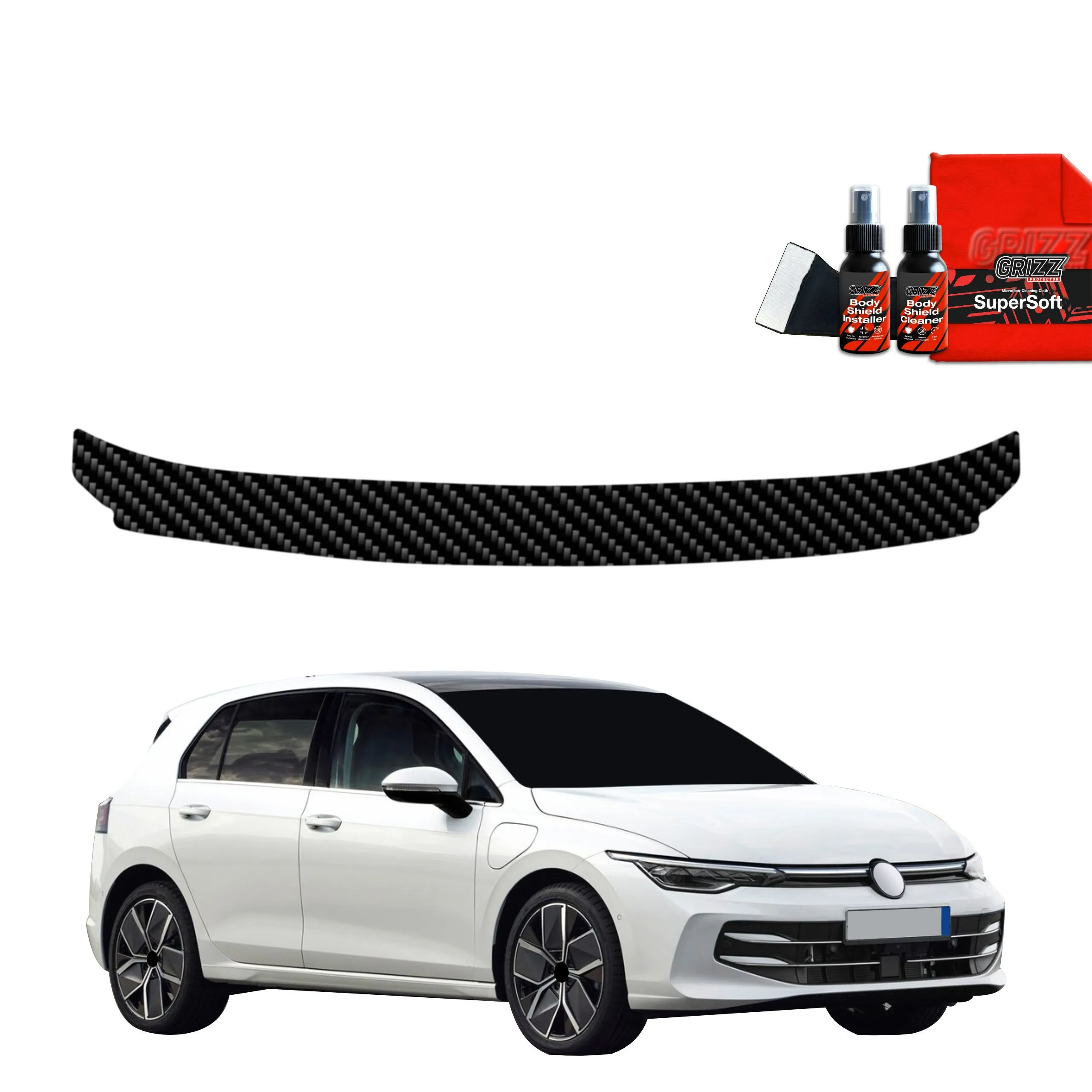 Lastekantbeskytter Volkswagen Golf MK8 Hatchback 2024 - 2026 │ PPF beskyttelsesfolie Karbon Grizz BodyShield Carbon