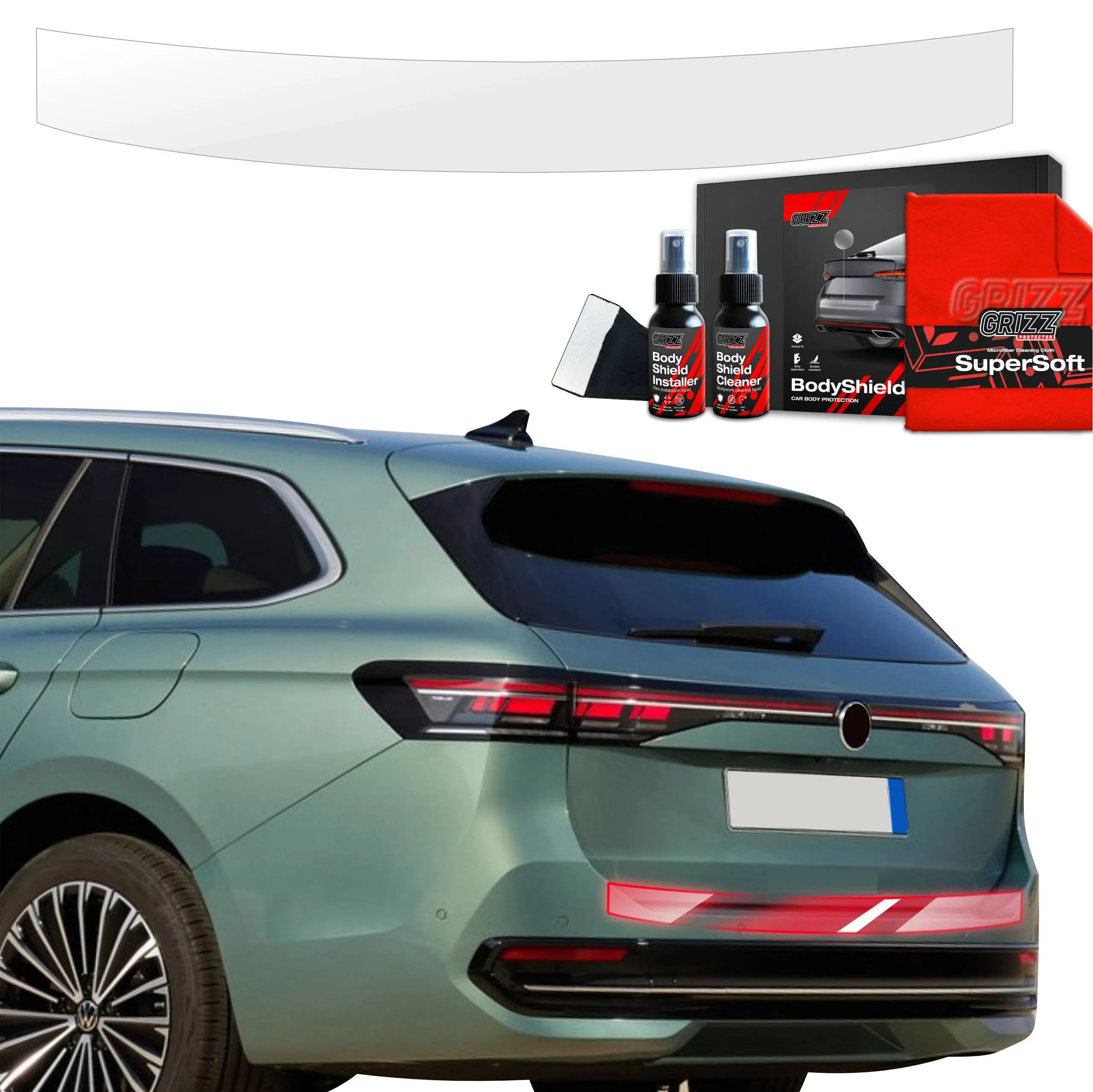 Lastekantbeskytter Volkswagen Passat B8 2024 - 2026 │ PPF beskyttelsesfolie Gjennomsiktig Grizz BodyShield