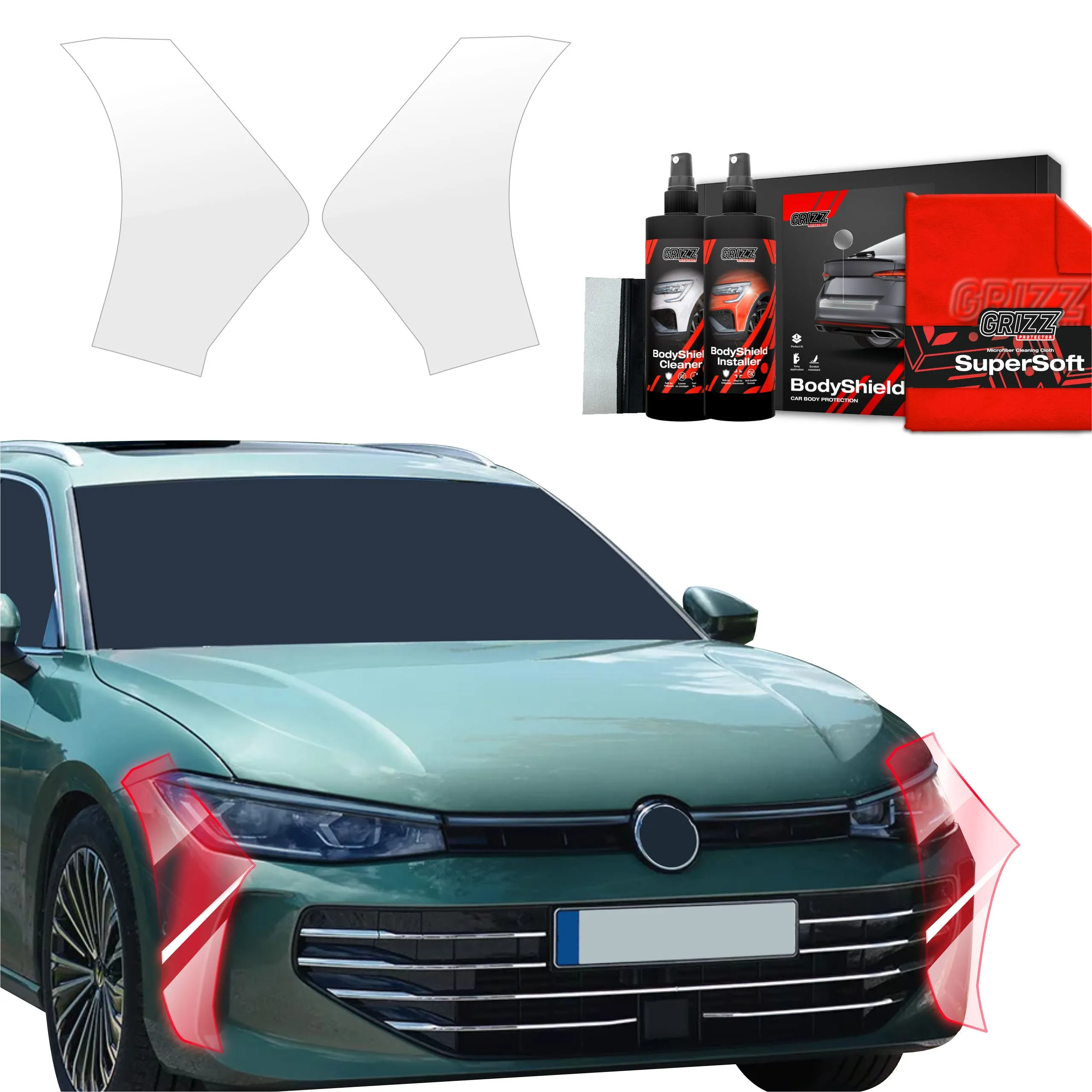 Lastekantbeskytter Volkswagen Passat B8 2024 - 2026 │ PPF beskyttelsesfolie Gjennomsiktig Grizz BodyShield – bilde 7