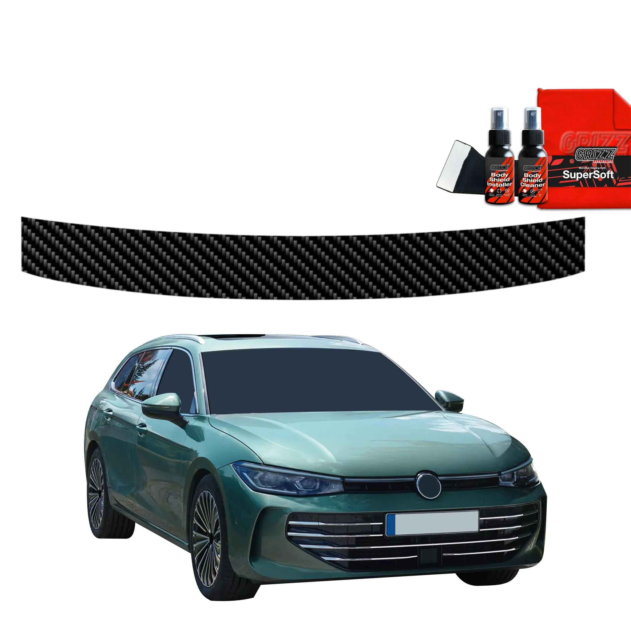 Lastekantbeskytter Volkswagen Passat B8 2024 - 2026 │ PPF beskyttelsesfolie Karbon Grizz BodyShield Carbon