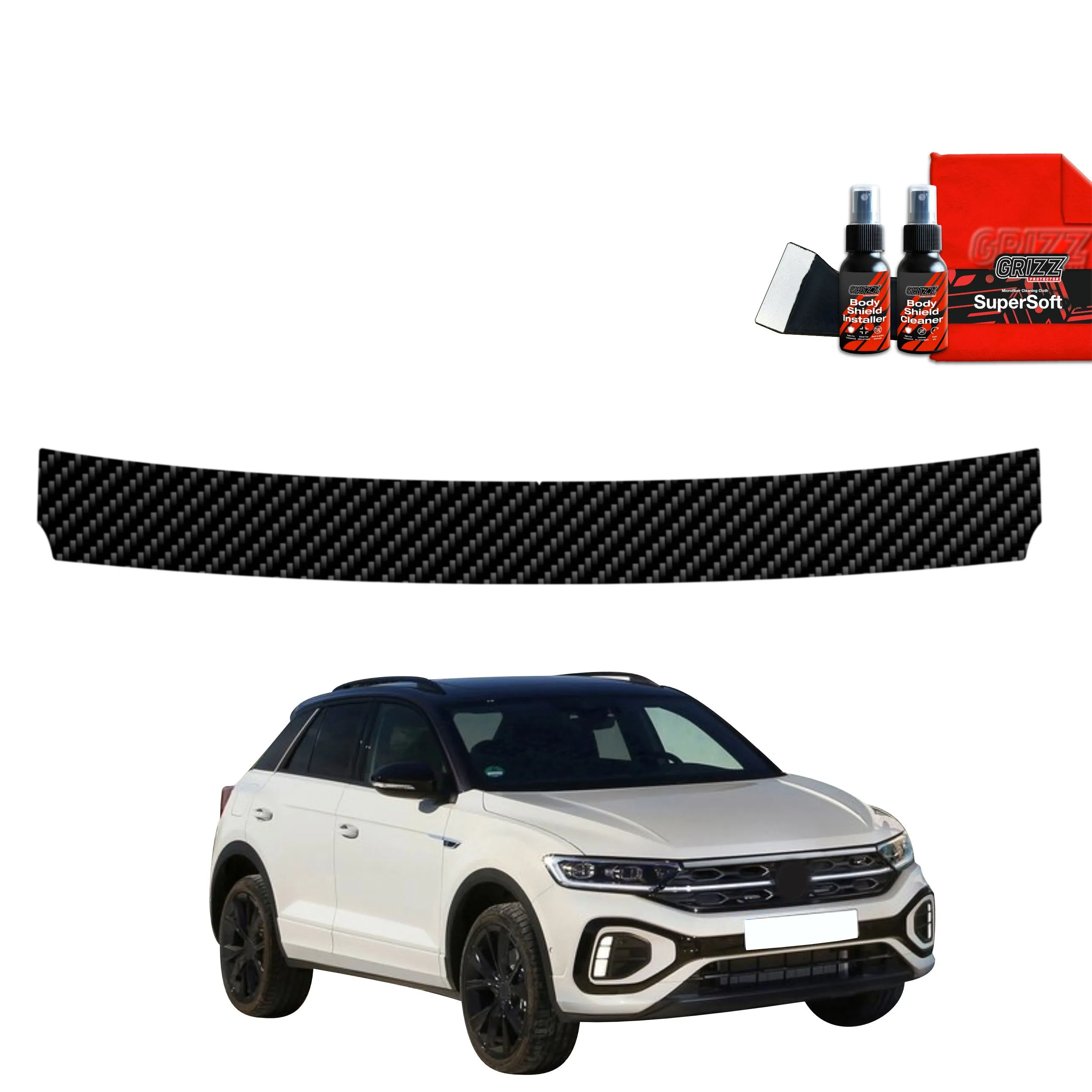 Lastekantbeskytter Volkswagen T-Roc I 2021 - 2025 │ PPF beskyttelsesfolie Karbon Grizz BodyShield Carbon