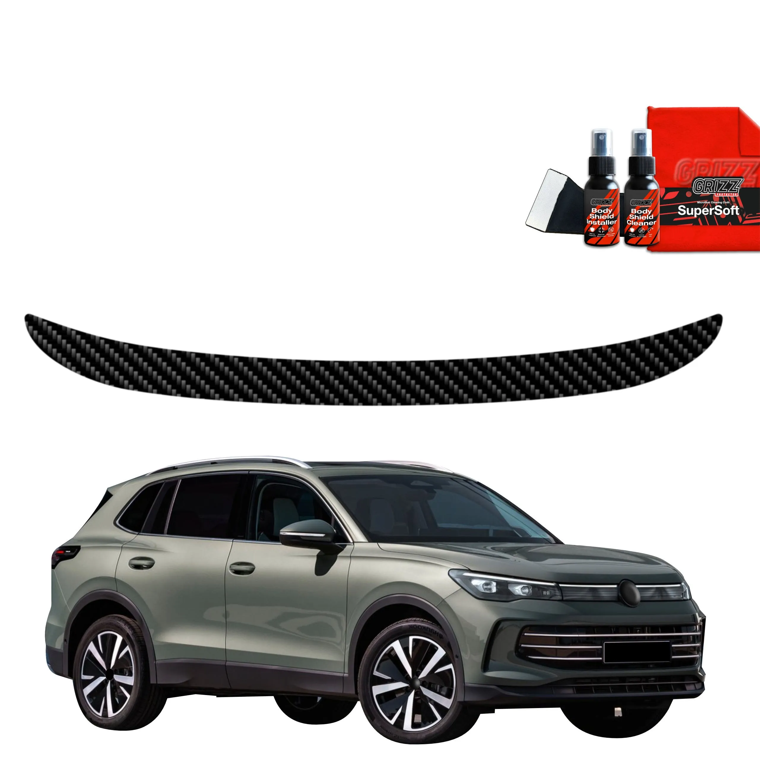 Lastekantbeskytter Volkswagen Tiguan II 2024 - 2026 │ PPF beskyttelsesfolie Karbon Grizz BodyShield Carbon