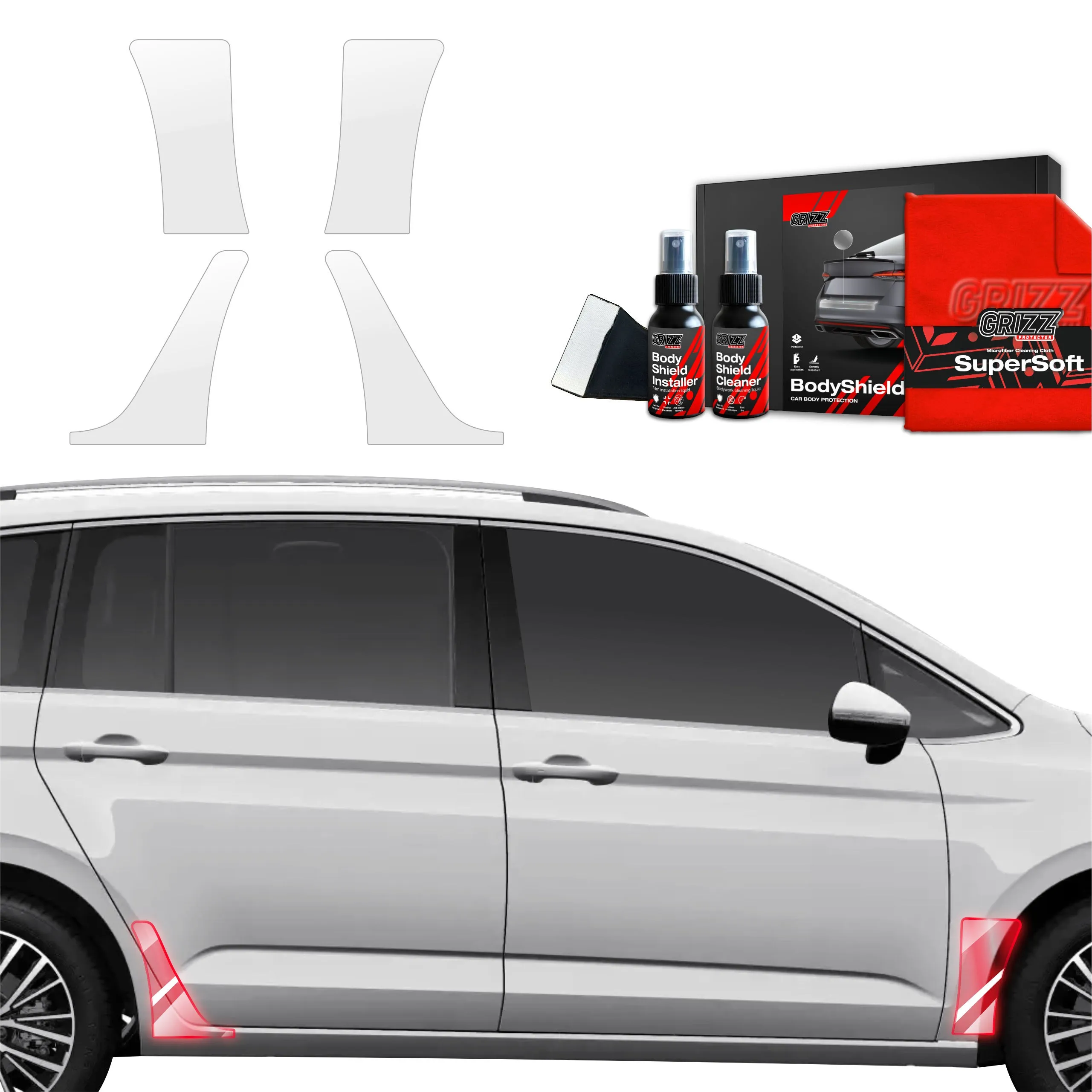 Lastekantbeskytter Volkswagen Touran II 2024 - 2026 │ PPF beskyttelsesfolie Gjennomsiktig Grizz BodyShield – bilde 6