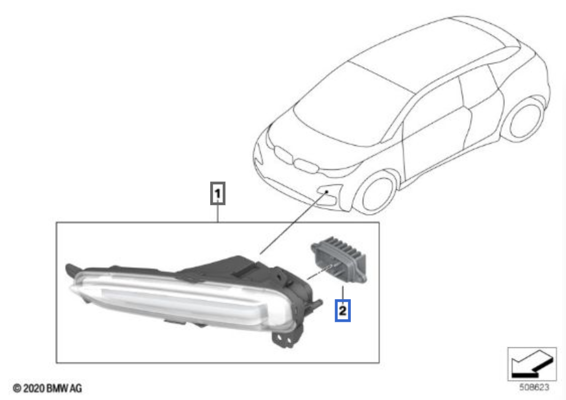 LED ballast modul blinklys BMW i3 LCI 2017 - 2022 │ foran høyre - Genuine® LED module Flashing Light Right Turn Indicator