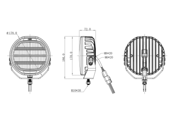 LED fjernlys 7" OZZ XR2 P7 7" 17.8 cm Black Edition - hvit/sotet linse – posisjonslys hvit/amber │ Ekstralys rund Image 6