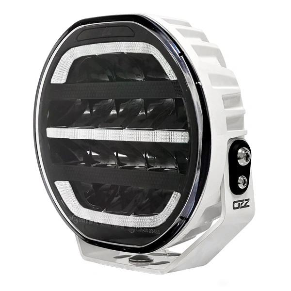 LED fjernlys 7" OZZ XR2 P7 7" 17.8 cm White Edition - hvit/sotet linse – posisjonslys hvit/amber │ Ekstralys rund