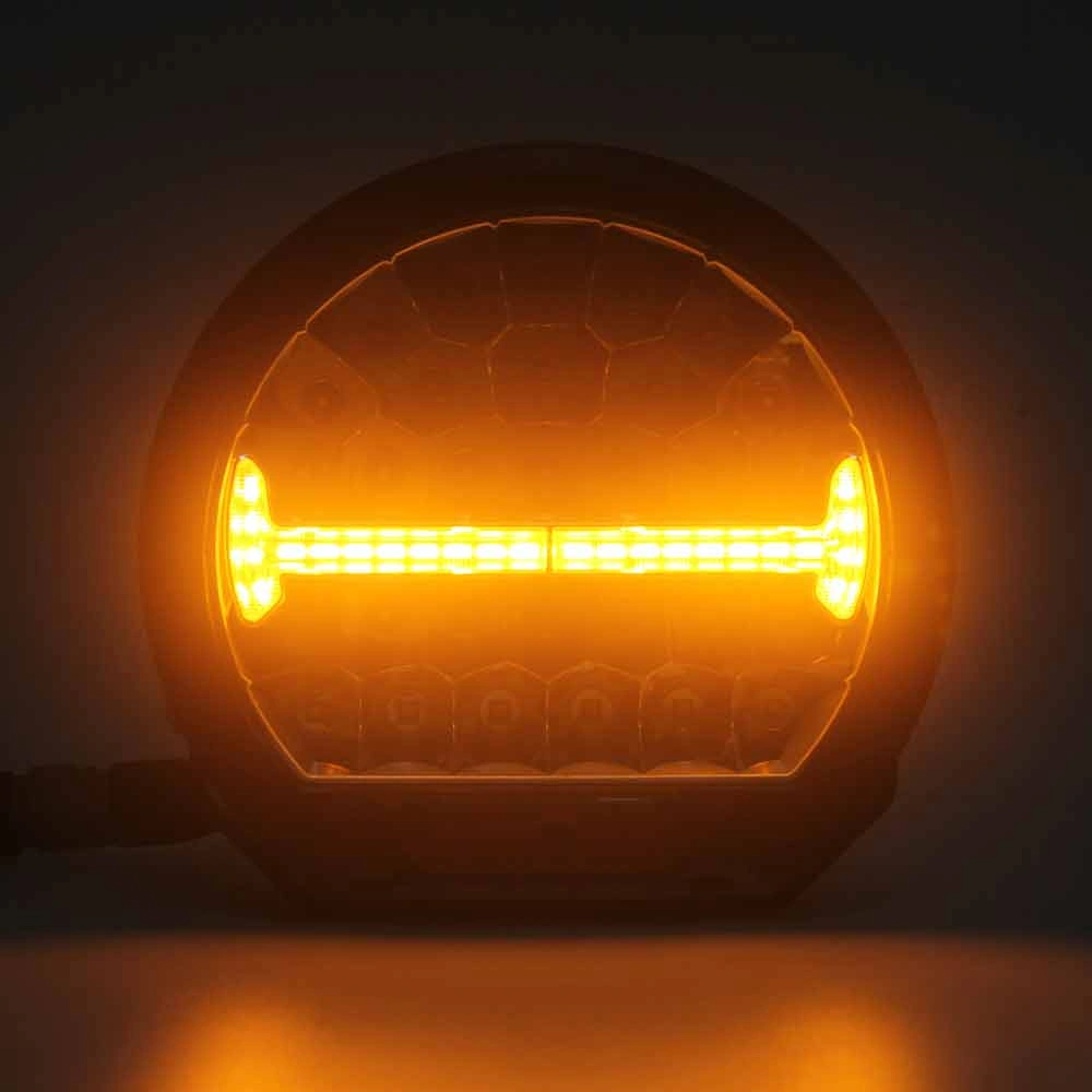 LED fjernlys 9" Boreman Accelerator LED Ekstralys – 4-i-1 funksjon, hvit/oransje posisjonslys og strobefunksjon │ Ekstralys rund - 10 000 Lumen med parklys ECE-godkjent (R10/R112/R7) Image 2