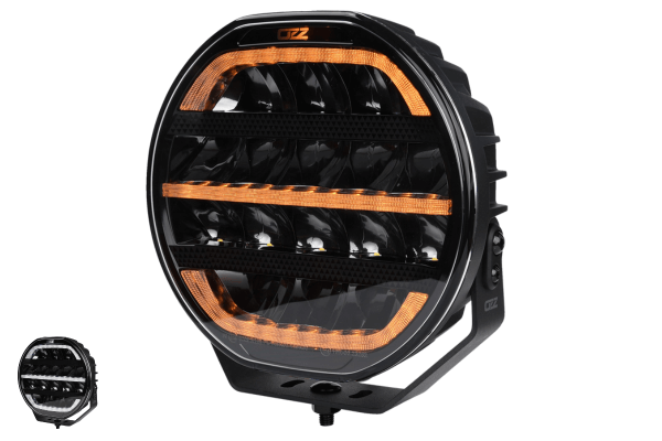 LED fjernlys 9" OZZ XR2 P9 8.7" 22 cm Black Edition - hvit/sotet linse – posisjonslys hvit/amber │ Ekstralys rund Image 2