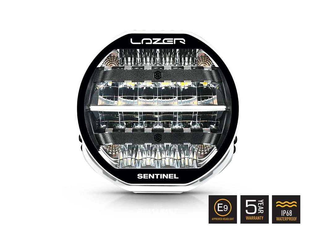 LED fjernlys Lazer Sentinel 9 Highline Gen2 9" LED ekstralys – hvit, posisjonslys hvit/amber, med varsellys