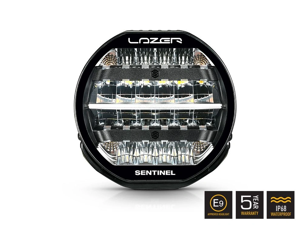 LED fjernlys Lazer Sentinel 9 Highline Gen2 9" LED ekstralys – Sort, posisjonslys hvit/amber, med varsellys