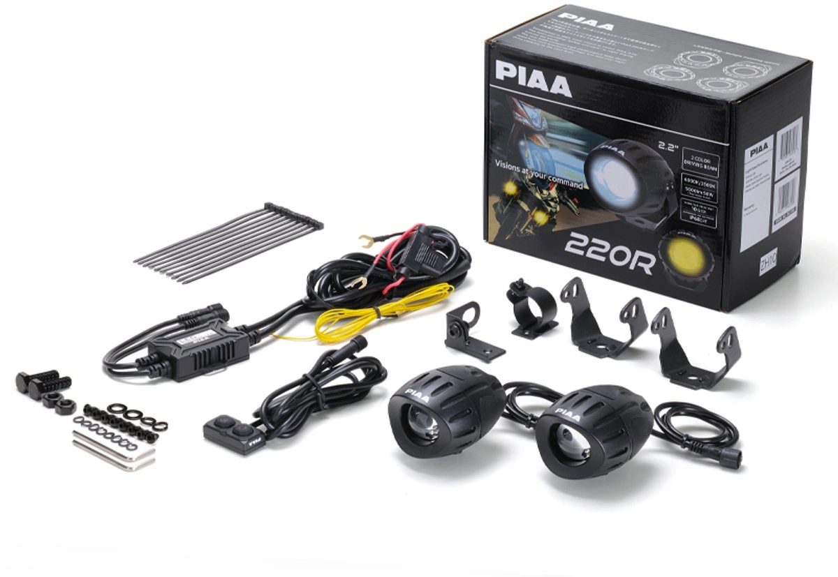 LED fjernlys PIAA 220R ekstralys sett │ 2.5" (63 mm) │ hvit/gul - Driving Fog Combo - komplett pakke