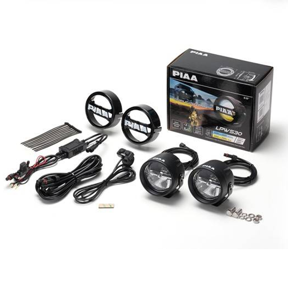 LED fjernlys / tåkelys PIAA LPW 530 ekstralys sett 4" (101 mm) │ hvit/gul (2500K/6000K) │ Driving Fog Combo │ inkl. steinsprutdeksel