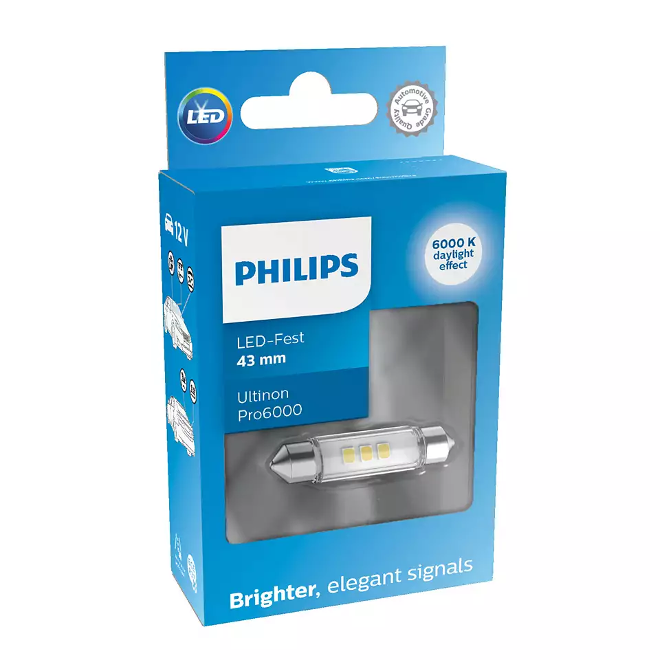 LED Pære C5W Philips Ultinon Pro6000 SI White (43mm) - 1 stk.