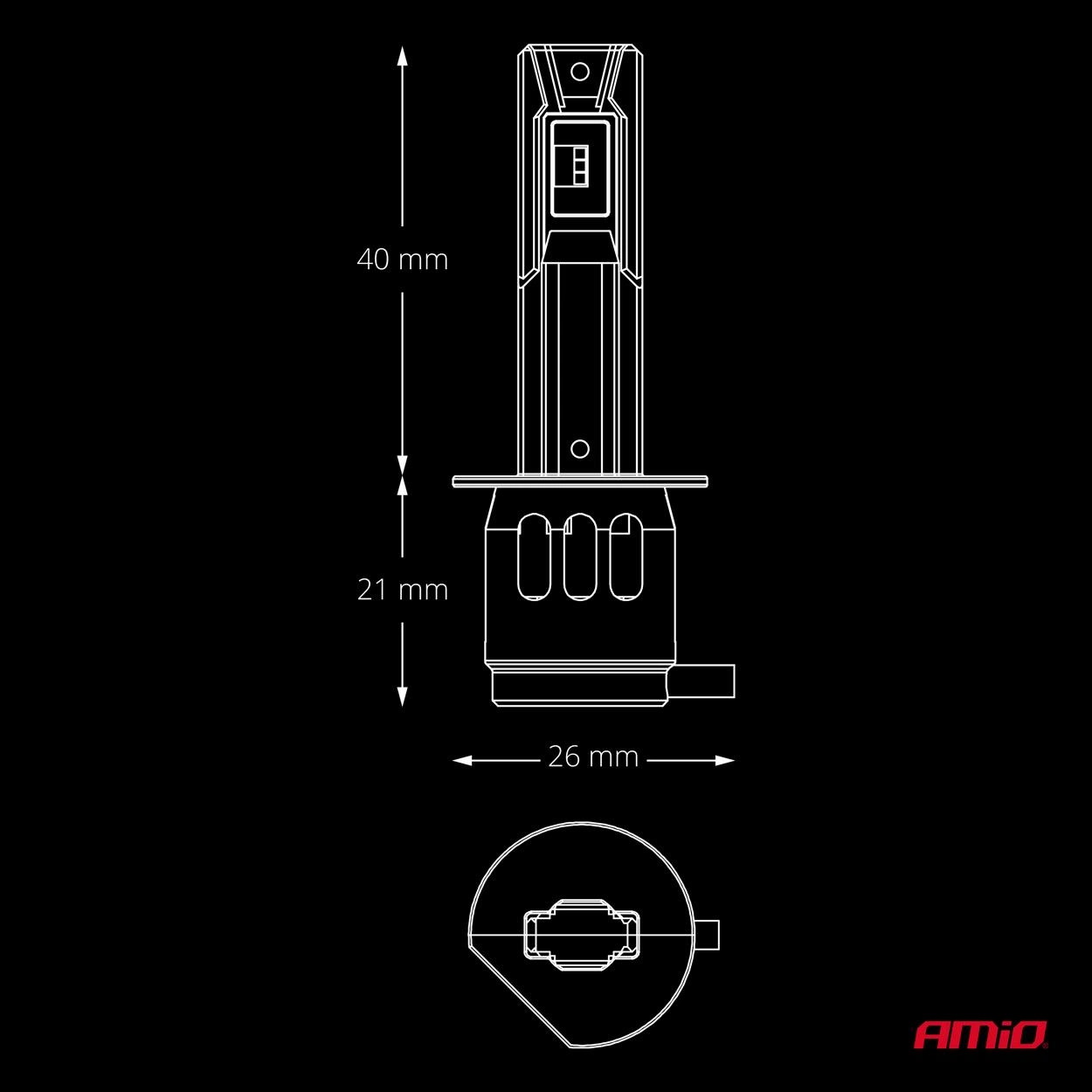 LED Pære H1 Amio F26 Pro LumiTec LIMITED +130% DUO 6000K │ Full CANbus Plug&Play 68W  - sett 2 stk. – bilde 5