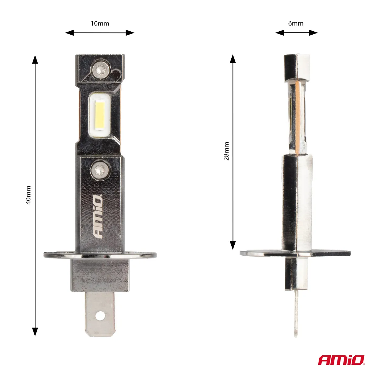 LED Pære H1 AMiO Hybrid Series CSP Chip LED 6000K │ CANbus Plug&Play EasyFit - sett 2 stk. Image 4