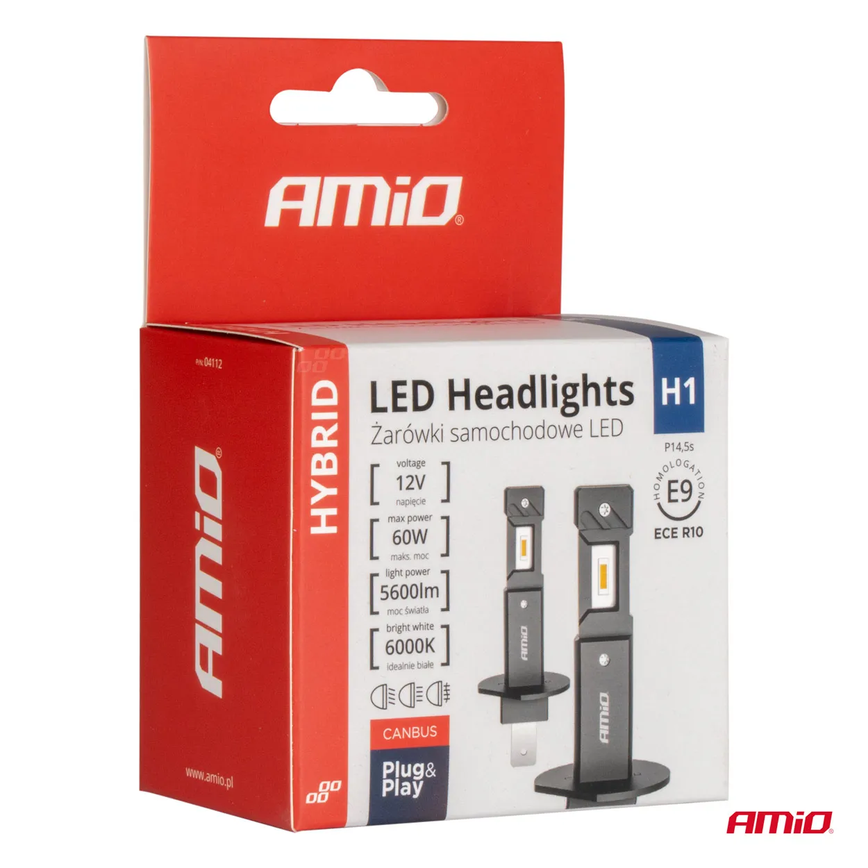 LED Pære H1 AMiO Hybrid Series CSP Chip LED 6000K │ CANbus Plug&Play EasyFit - sett 2 stk. Image 5