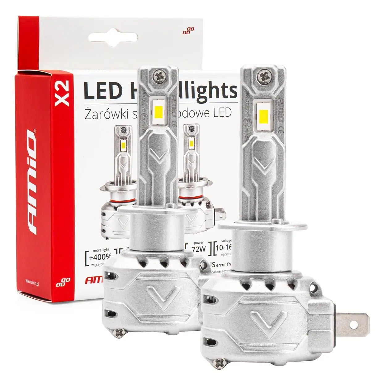 LED Pære H1 AMiO X2 Series +400% │ CANbus - sett 2 stk. Image 1