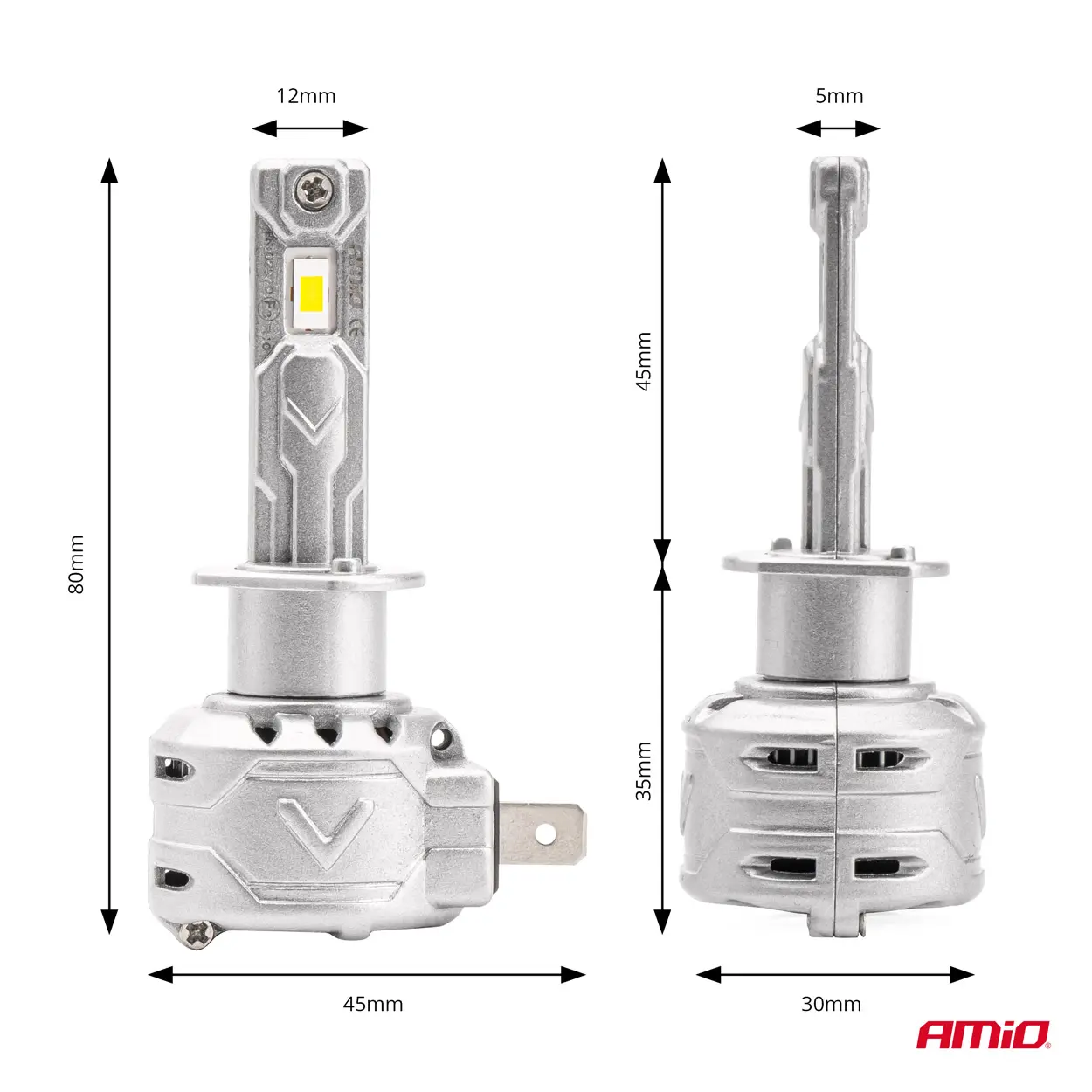LED Pære H1 AMiO X2 Series +400% │ CANbus - sett 2 stk. Image 3