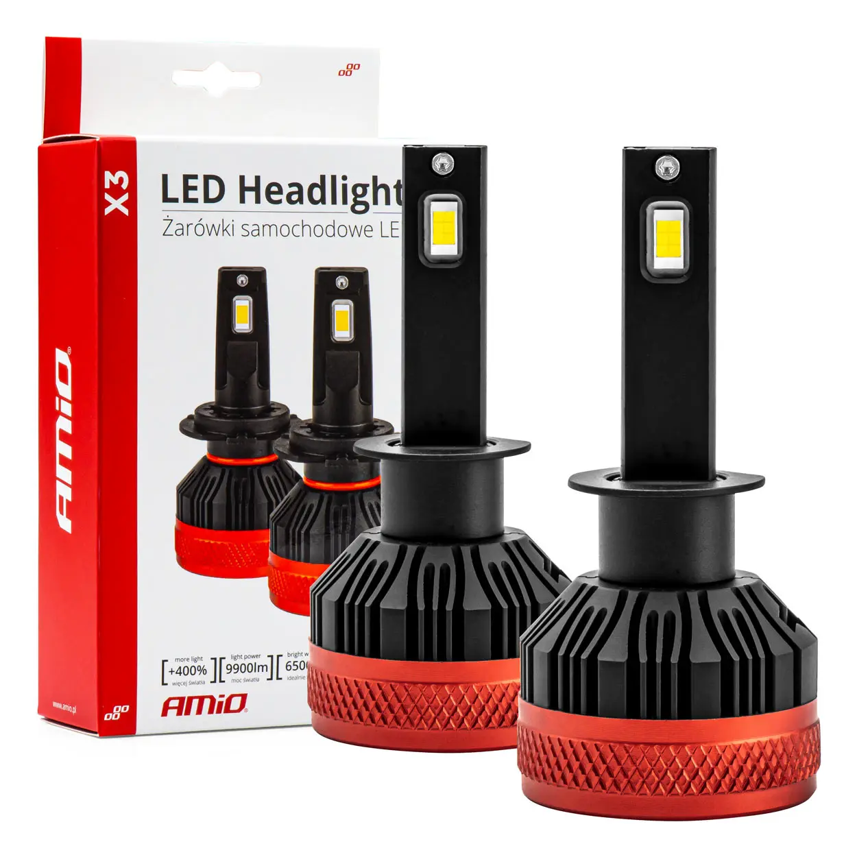 LED Pære H1 AMiO X3 Series +400% │ CANbus - sett 2 stk.