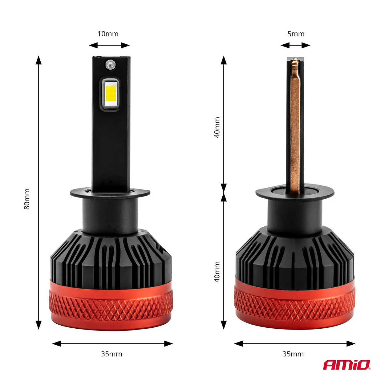 LED Pære H1 AMiO X3 Series +400% │ CANbus - sett 2 stk. – bilde 3