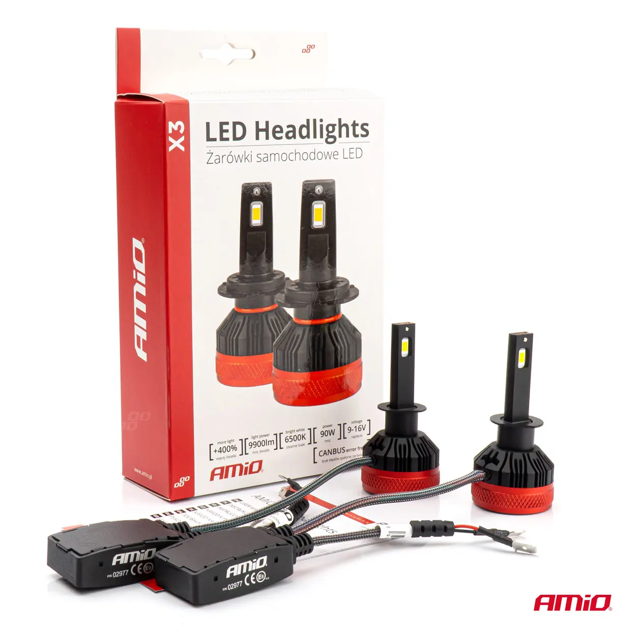 LED Pære H1 AMiO X3 Series +400% │ CANbus - sett 2 stk. – bilde 8