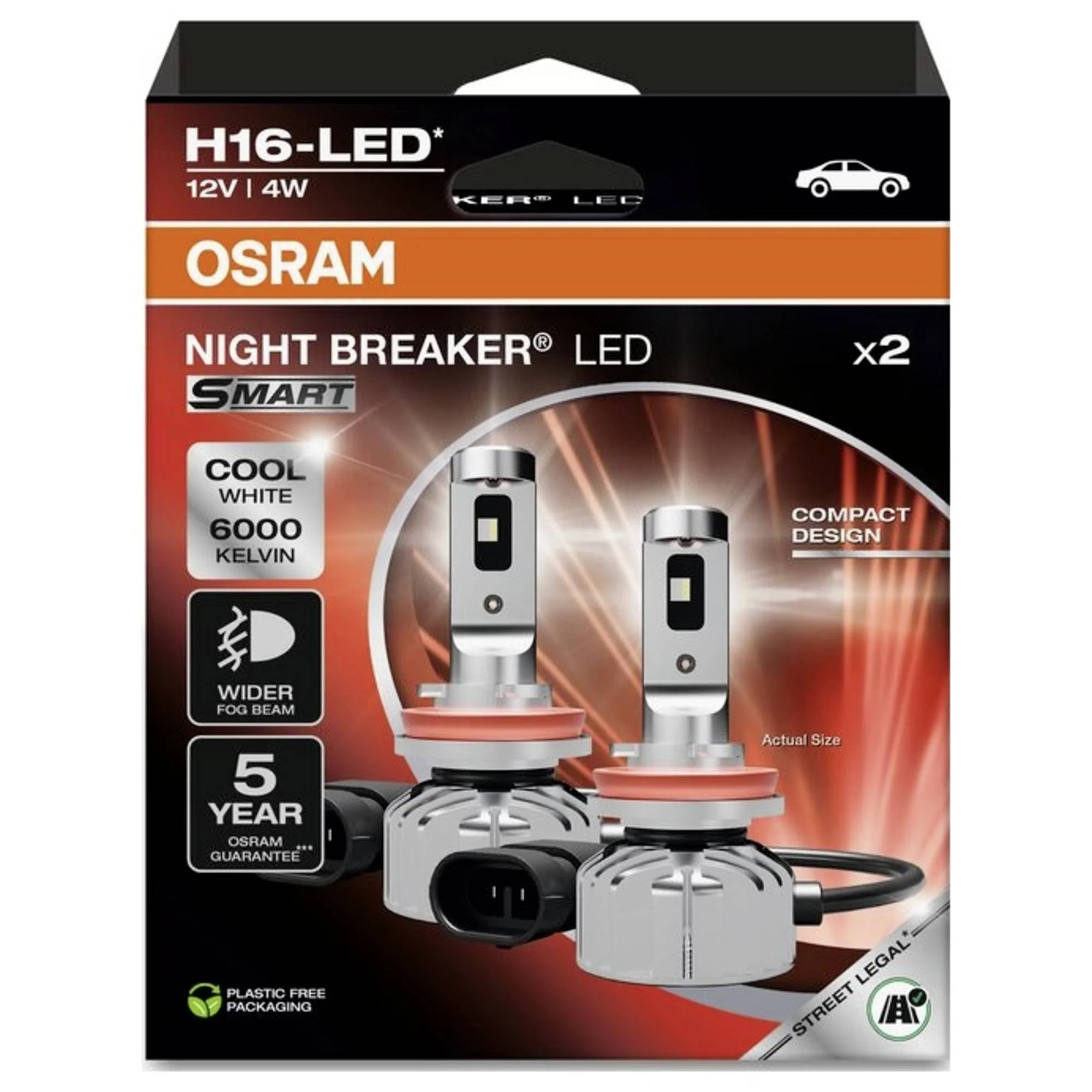 LED Pære H16 Osram Night Breaker Led Smart │ CANbus ECE R112 Godkjent - sett 2 stk. – bilde 2