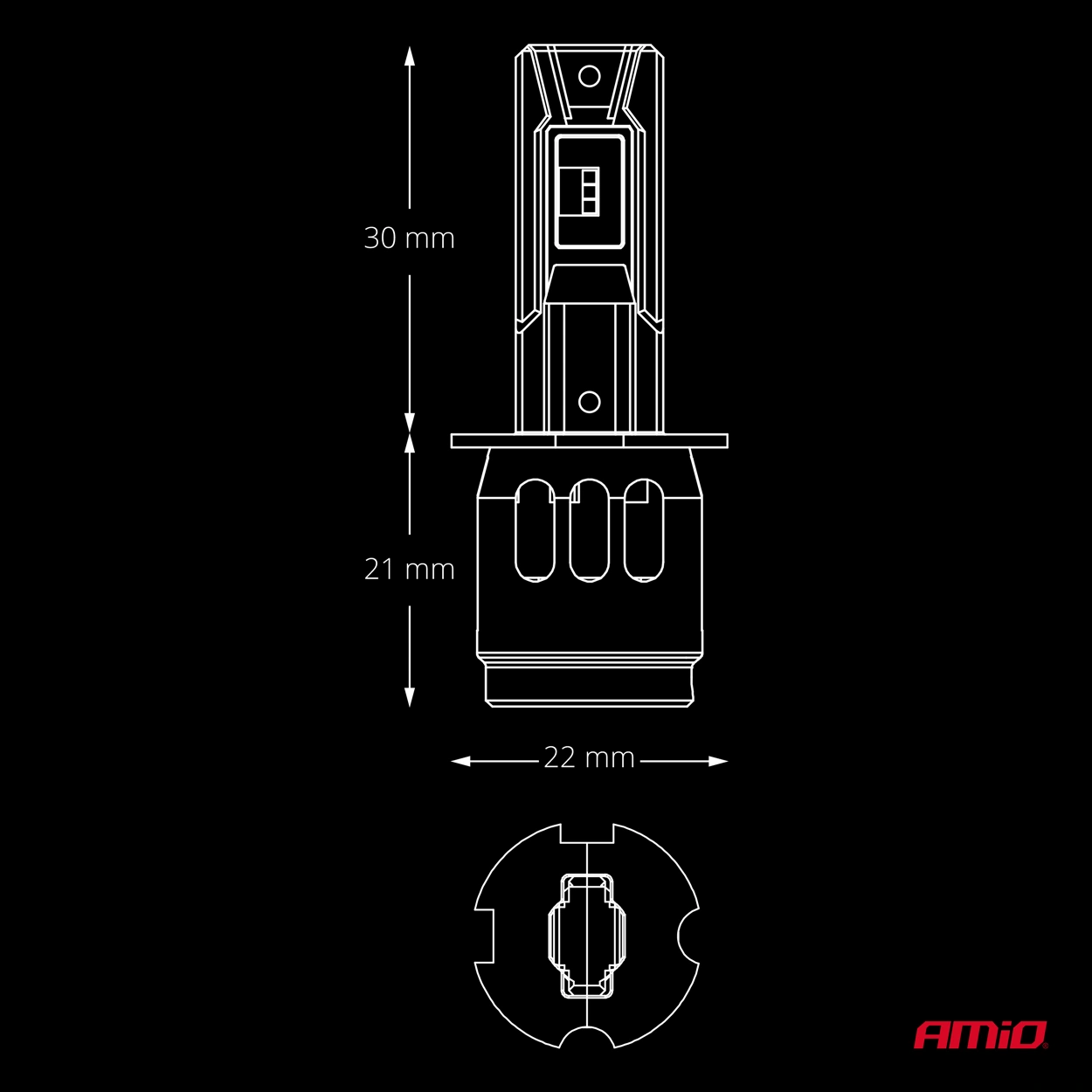 LED Pære H3 Amio F26 Pro LumiTec LIMITED +130% DUO 6000K │ Full CANbus Plug&Play 68W  - sett 2 stk. – bilde 5