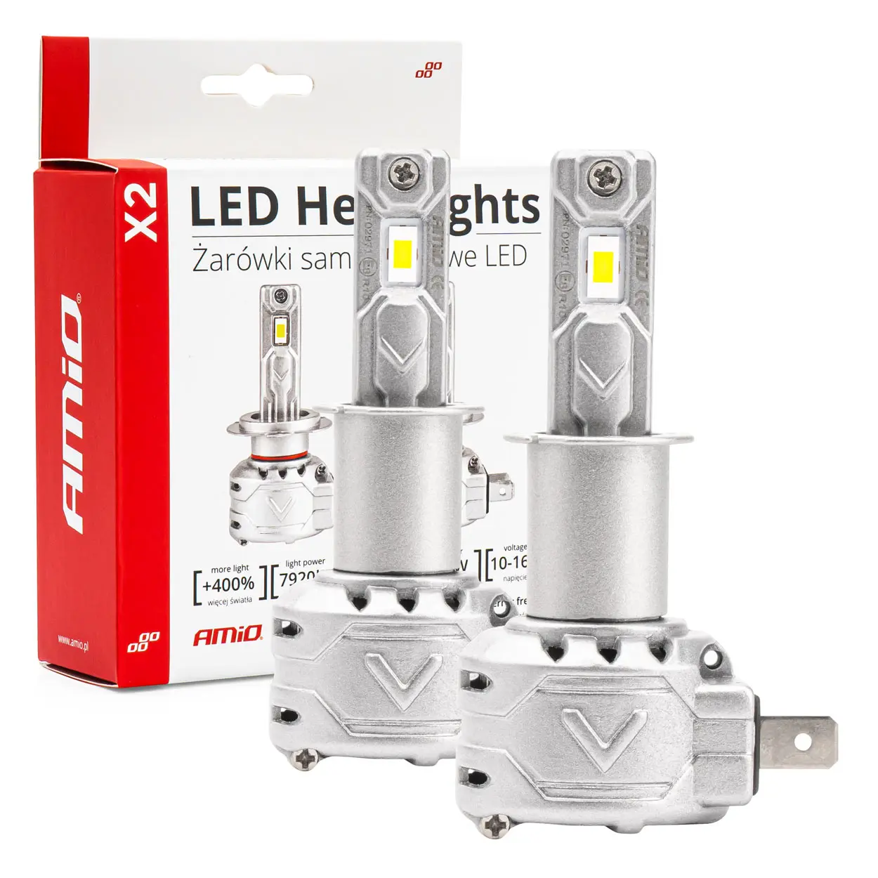 LED Pære H3 AMiO X2 Series +400% │ CANbus - sett 2 stk. Image 1