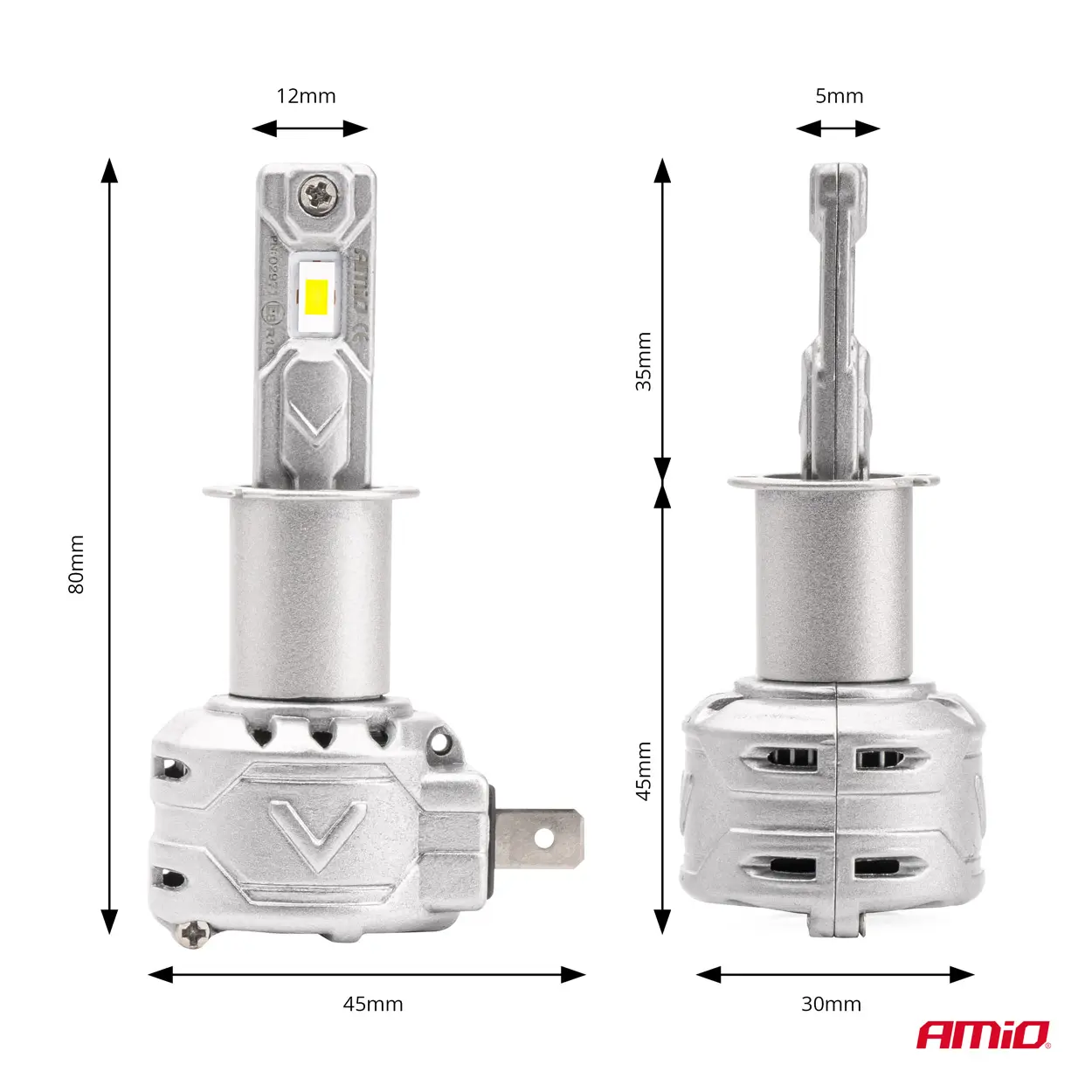 LED Pære H3 AMiO X2 Series +400% │ CANbus - sett 2 stk. Image 3