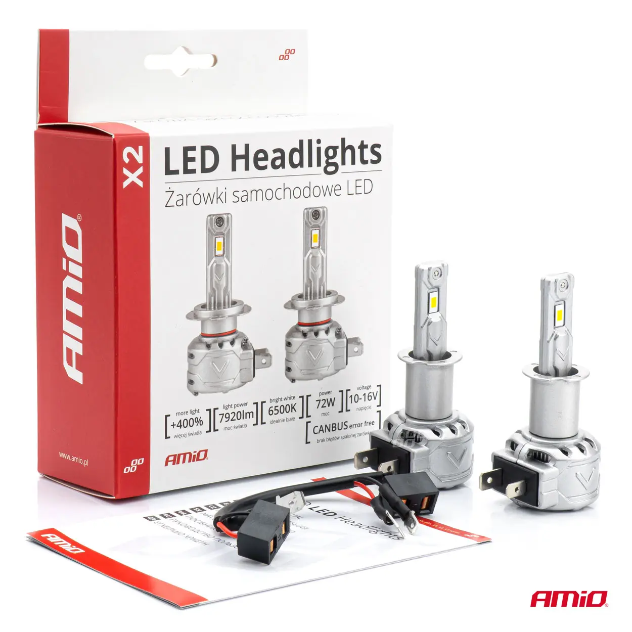 LED Pære H3 AMiO X2 Series +400% │ CANbus - sett 2 stk. Image 5