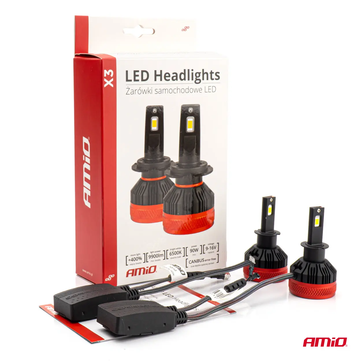 LED Pære H3 AMiO X3 Series +400% │ CANbus - sett 2 stk. – bilde 8
