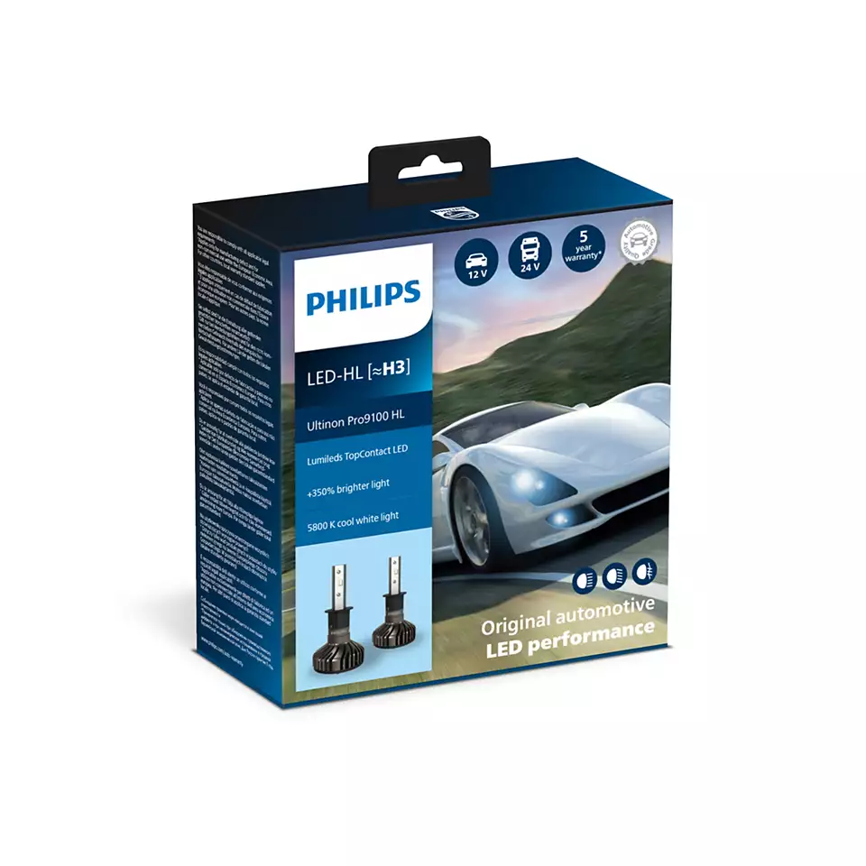LED Pære H3 Philips Ultinon Pro9100 HL +350% Lumileds - sett 2 stk. Image 1