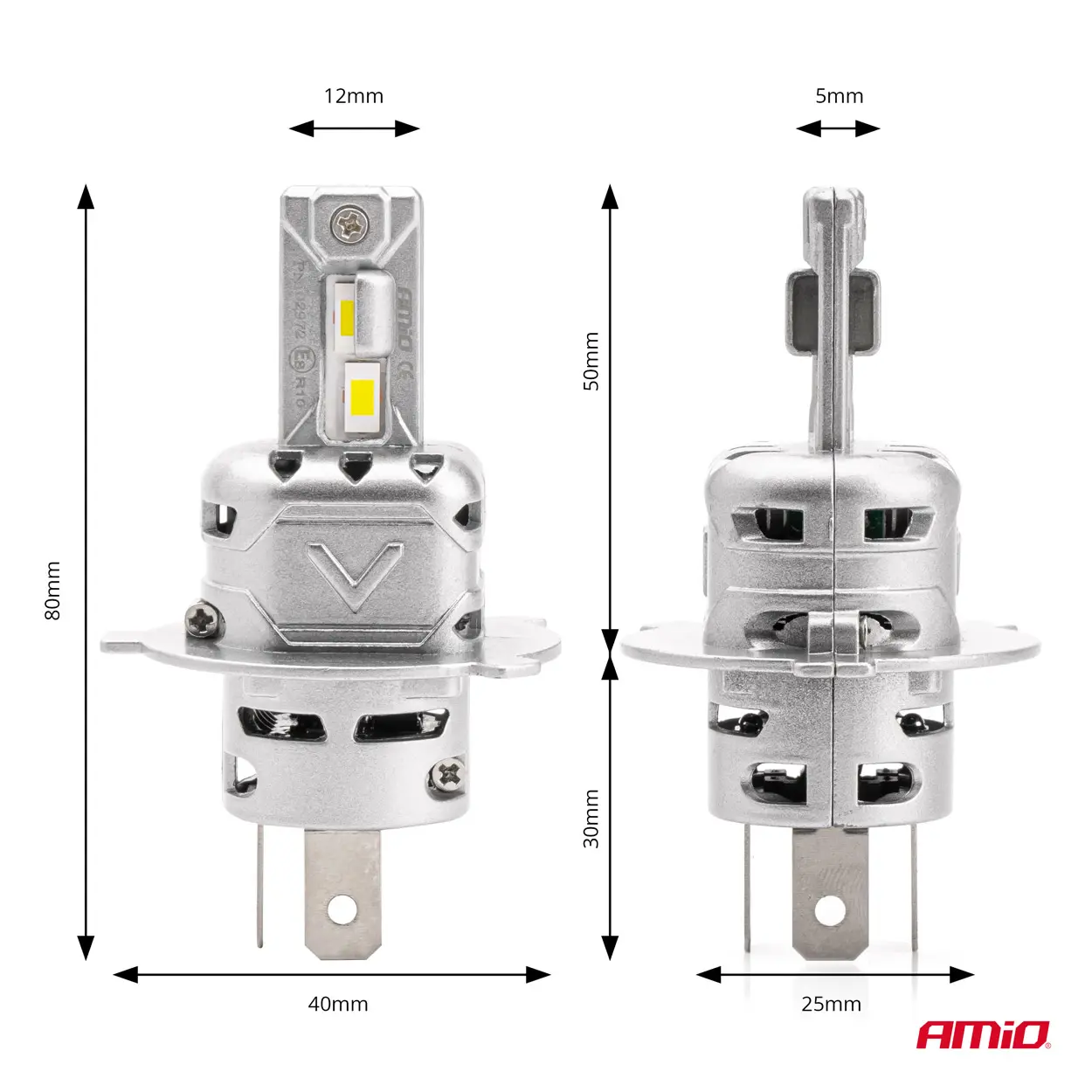 LED Pære H4 AMiO X2 Series +400% │ CANbus - sett 2 stk. – bilde 3