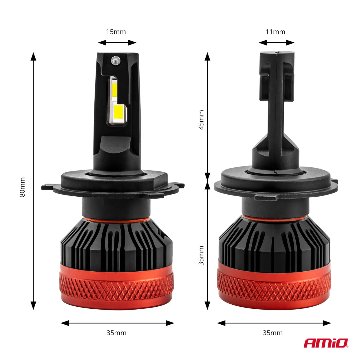 LED Pære H4 AMiO X3 Series +400% │ CANbus - sett 2 stk. – bilde 3