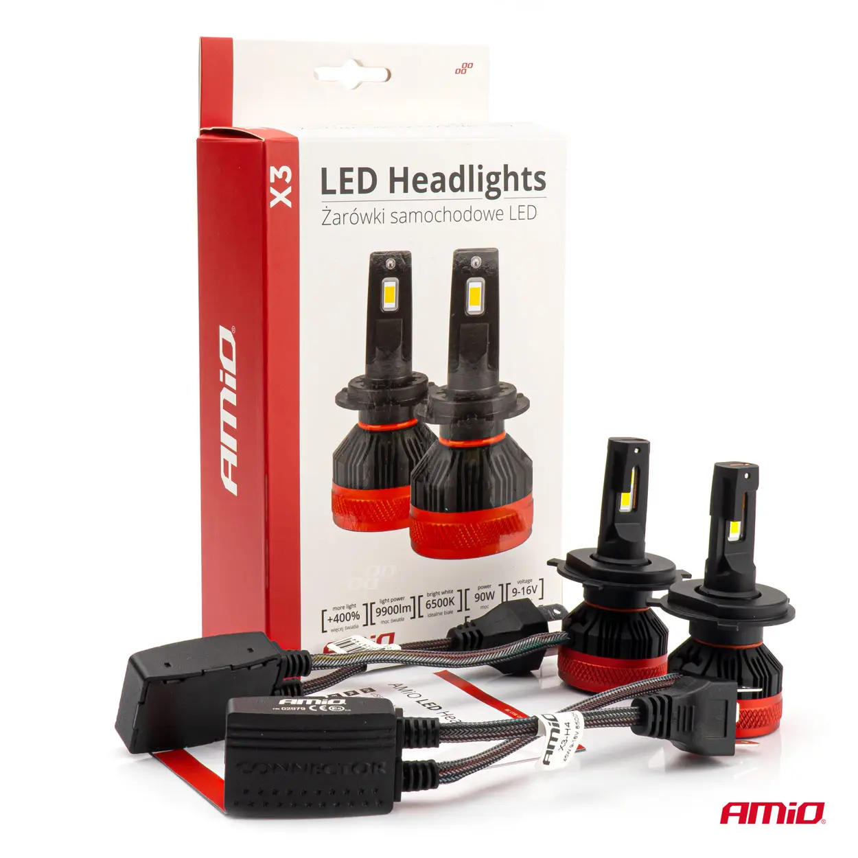 LED Pære H4 AMiO X3 Series +400% │ CANbus - sett 2 stk. – bilde 8
