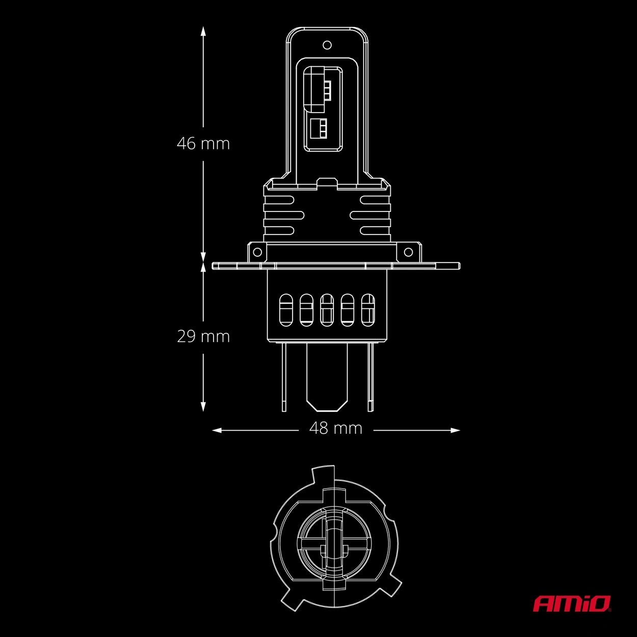 LED Pære H4 / H19 Amio F26 Pro LumiTec LIMITED +130% DUO 6000K │ Full CANbus Plug&Play 70W  - sett 2 stk. – bilde 5