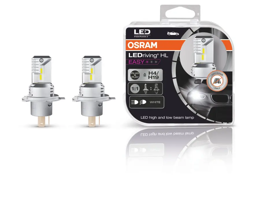 LED Pære H4 / H19 Osram LEDriving HL Easy - sett 2 stk.
