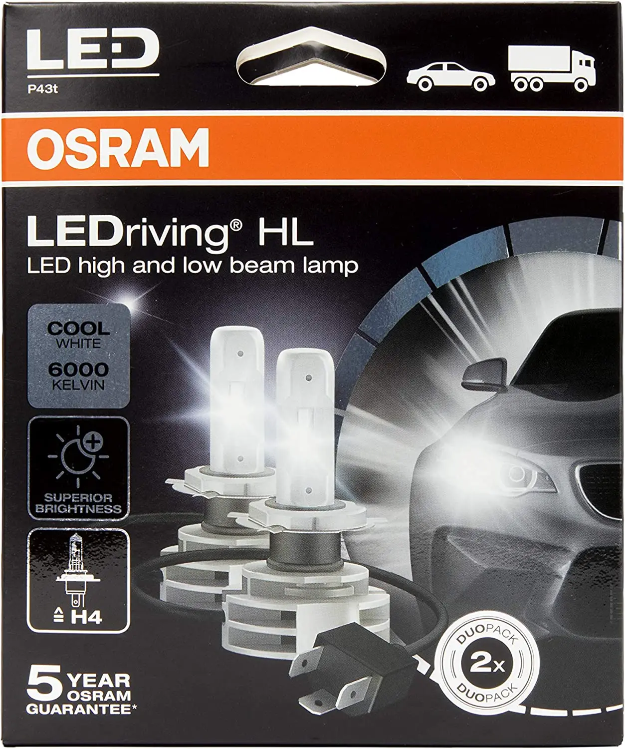 LED Pære H4 Osram LEDriving HL Gen2 - sett 2 stk. Image 4