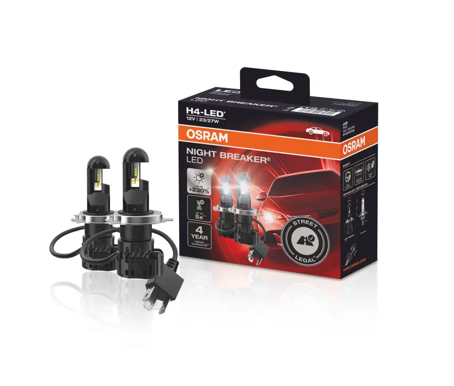 LED Pære H4 Osram Night Breaker +230% - sett 2 stk. Image 1