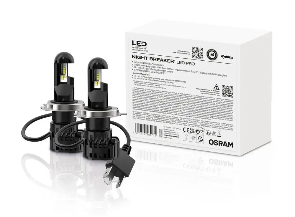 LED Pære H4 Osram Night Breaker +230% - sett 2 stk. Image 5