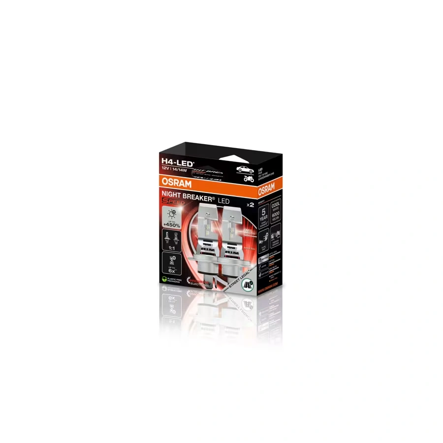 LED Pære H4 Osram Night Breaker LED Speed + 450% │ ECE R112 - Godkjent - CANbus Plug&Play EasyFit  - sett 2 stk. – bilde 6