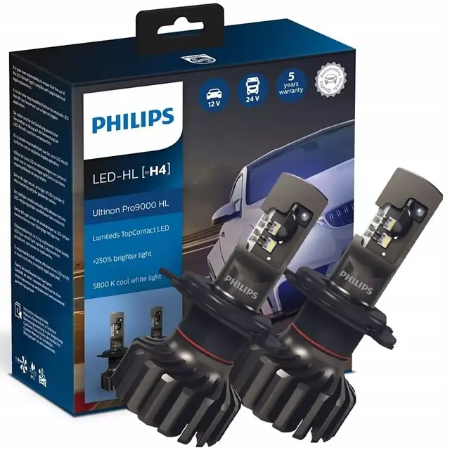 LED Pære H4 Philips Ultinon Pro9000 LED Lumileds - sett 2 stk. Image 1