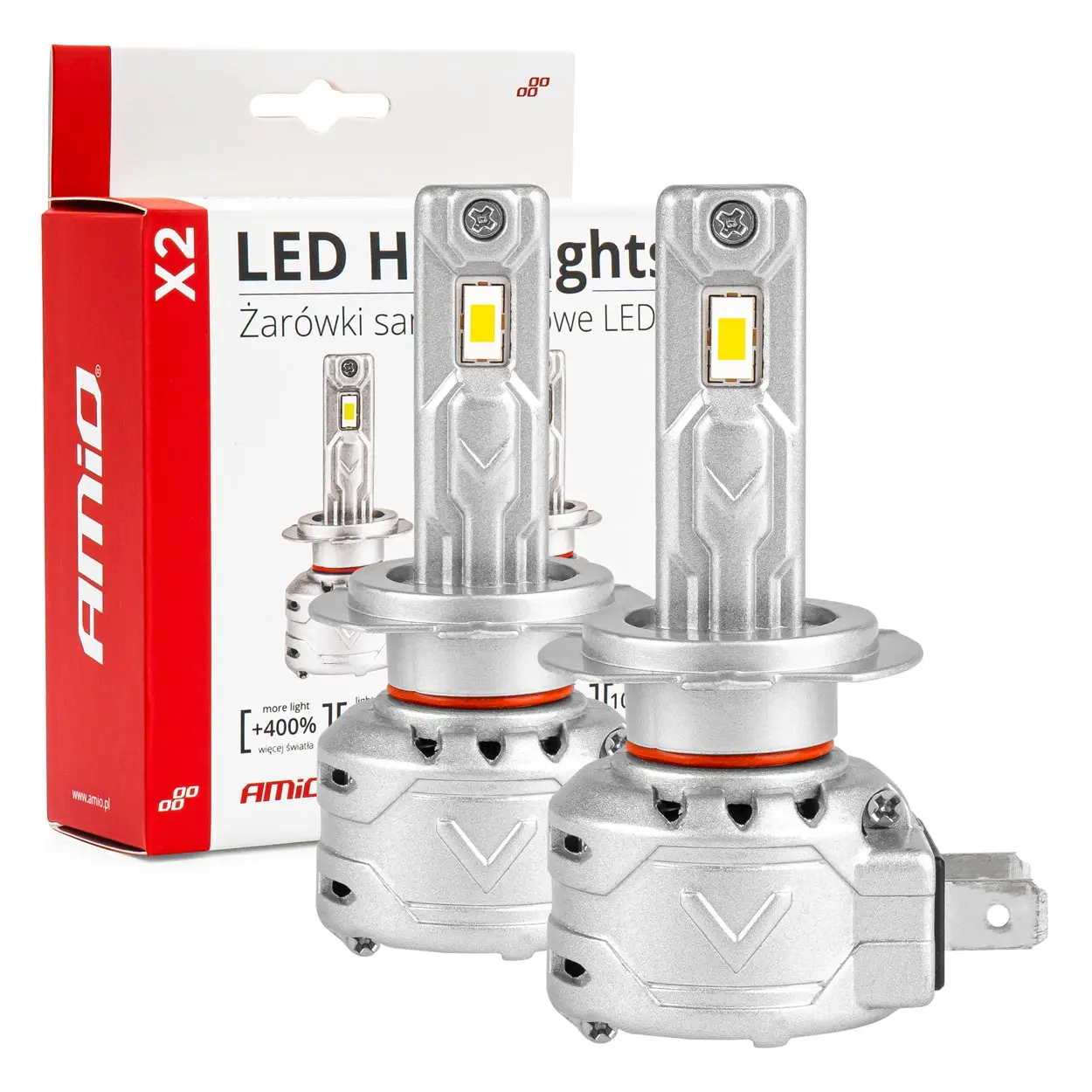 LED Pære H7 AMiO X2 Series +400% │ CANbus - sett 2 stk.