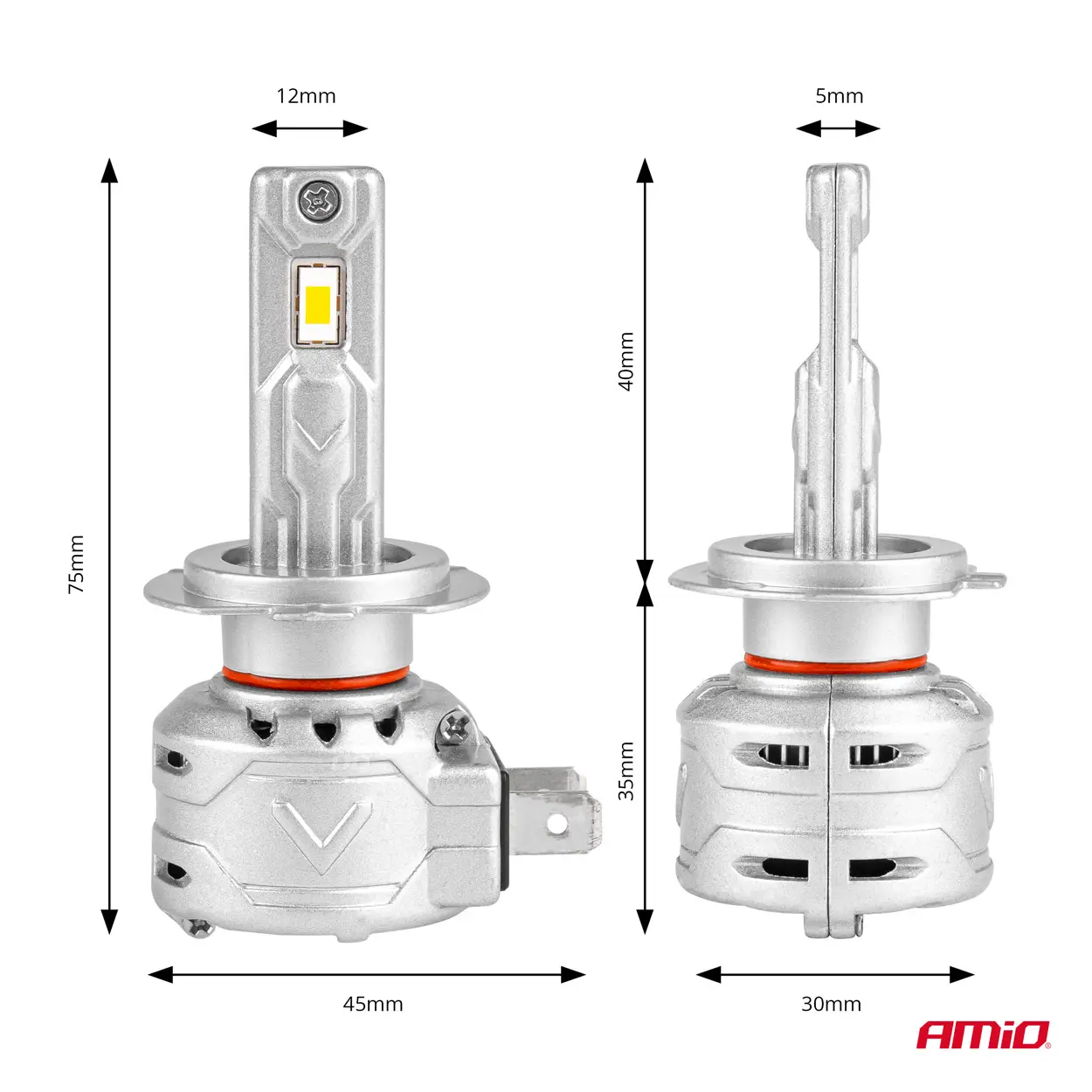 LED Pære H7 AMiO X2 Series +400% │ CANbus - sett 2 stk. – bilde 3