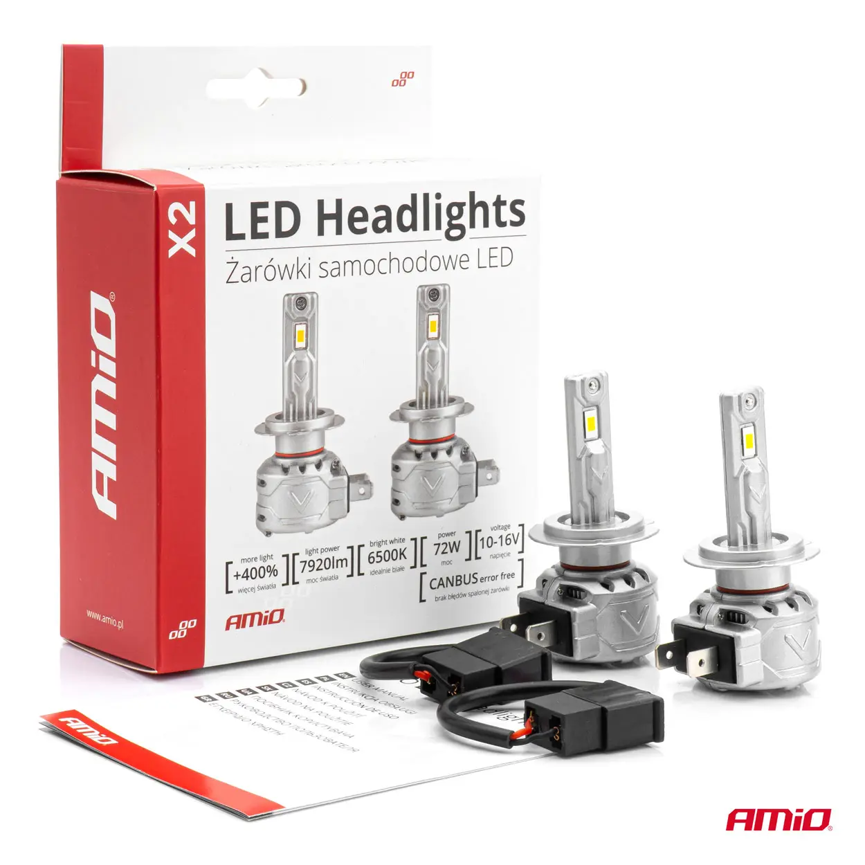 LED Pære H7 AMiO X2 Series +400% │ CANbus - sett 2 stk. – bilde 5