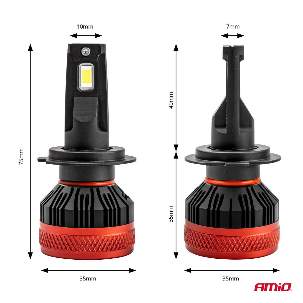 LED Pære H7 AMiO X3 Series +400% │ CANbus - sett 2 stk. – bilde 4