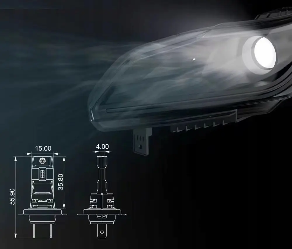 LED Pære H7 CSP i7s® Light Pro 400% │ CANBus Cutomized 7035 CSP Ultra 20k Lumen - sett 2 stk. Image 11