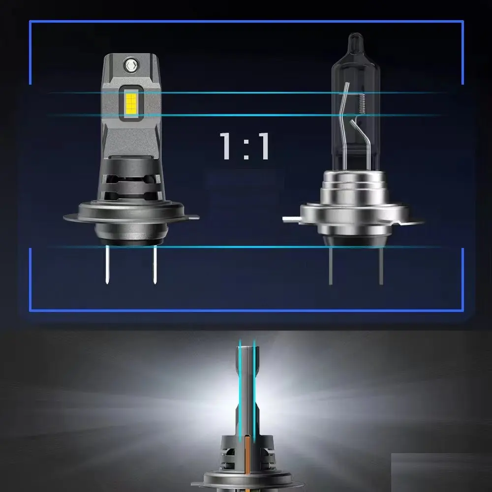 LED Pære H7 CSP i7s® Light Pro 400% │ CANBus Cutomized 7035 CSP Ultra 20k Lumen - sett 2 stk. Image 4